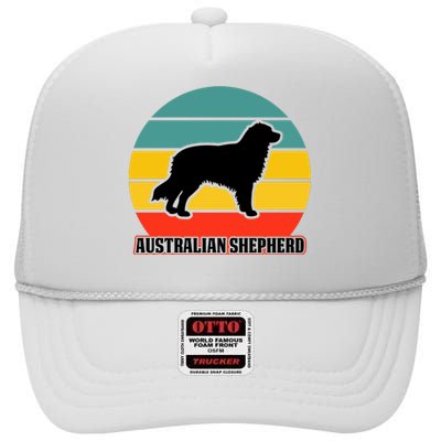 Australian Shepherd Dog Lover Graphic High Crown Mesh Back Trucker Hat