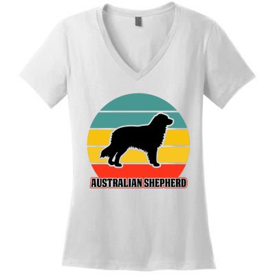 Australian Shepherd Dog Lover Graphic Women's V-Neck T-Shirt