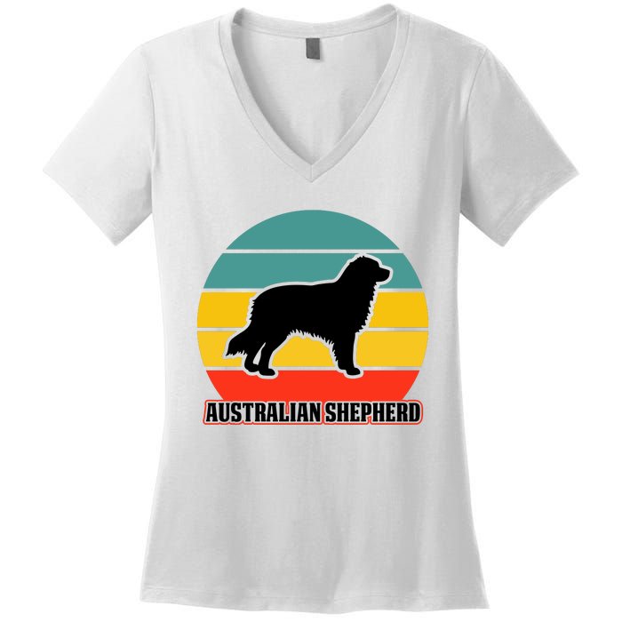 Australian Shepherd Dog Lover Graphic Women's V-Neck T-Shirt