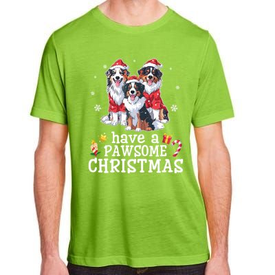 Australian Shepherd Dogs Merry Day Have A Pawsome Christmas Gift Adult ChromaSoft Performance T-Shirt