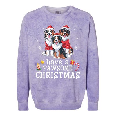 Australian Shepherd Dogs Merry Day Have A Pawsome Christmas Gift Colorblast Crewneck Sweatshirt