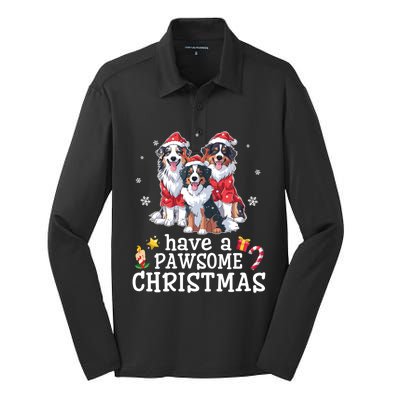 Australian Shepherd Dogs Merry Day Have A Pawsome Christmas Gift Silk Touch Performance Long Sleeve Polo