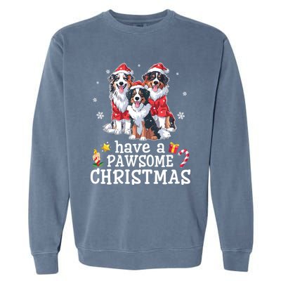 Australian Shepherd Dogs Merry Day Have A Pawsome Christmas Gift Garment-Dyed Sweatshirt