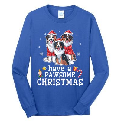 Australian Shepherd Dogs Merry Day Have A Pawsome Christmas Gift Tall Long Sleeve T-Shirt