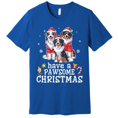 Australian Shepherd Dogs Merry Day Have A Pawsome Christmas Gift Premium T-Shirt