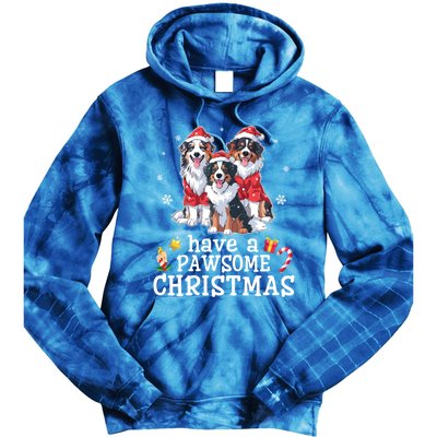 Australian Shepherd Dogs Merry Day Have A Pawsome Christmas Gift Tie Dye Hoodie