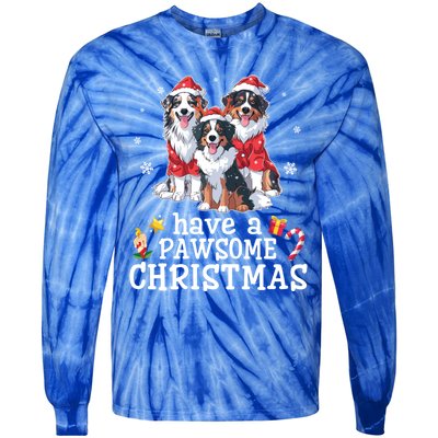 Australian Shepherd Dogs Merry Day Have A Pawsome Christmas Gift Tie-Dye Long Sleeve Shirt