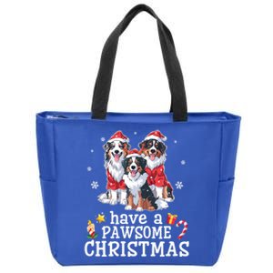 Australian Shepherd Dogs Merry Day Have A Pawsome Christmas Gift Zip Tote Bag