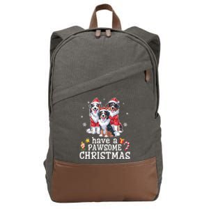 Australian Shepherd Dogs Merry Day Have A Pawsome Christmas Gift Cotton Canvas Backpack