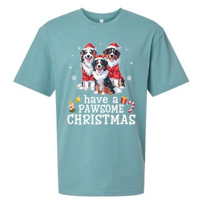 Australian Shepherd Dogs Merry Day Have A Pawsome Christmas Gift Sueded Cloud Jersey T-Shirt