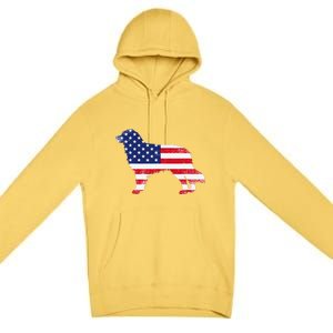 Australian Shepherd Dog Dad Mom Silhouette American Flag Premium Pullover Hoodie