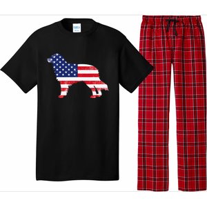 Australian Shepherd Dog Dad Mom Silhouette American Flag Pajama Set