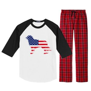 Australian Shepherd Dog Dad Mom Silhouette American Flag Raglan Sleeve Pajama Set