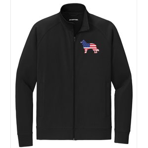 Australian Shepherd Dog Dad Mom Silhouette American Flag Stretch Full-Zip Cadet Jacket