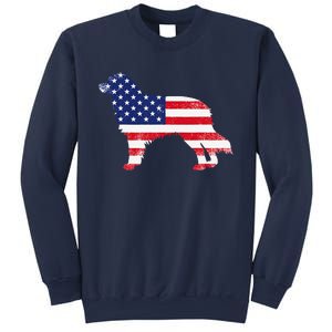 Australian Shepherd Dog Dad Mom Silhouette American Flag Sweatshirt