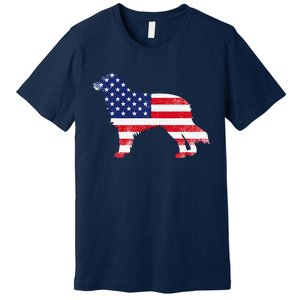 Australian Shepherd Dog Dad Mom Silhouette American Flag Premium T-Shirt