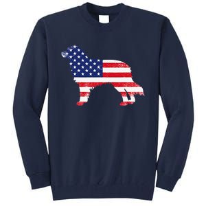 Australian Shepherd Dog Dad Mom Silhouette American Flag Tall Sweatshirt