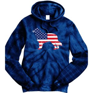 Australian Shepherd Dog Dad Mom Silhouette American Flag Tie Dye Hoodie