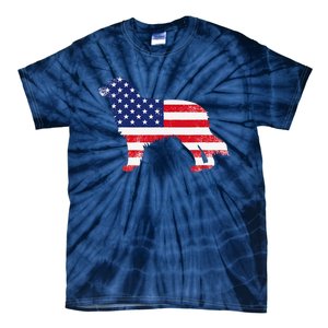 Australian Shepherd Dog Dad Mom Silhouette American Flag Tie-Dye T-Shirt