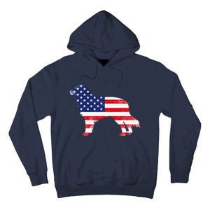 Australian Shepherd Dog Dad Mom Silhouette American Flag Tall Hoodie