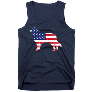 Australian Shepherd Dog Dad Mom Silhouette American Flag Tank Top