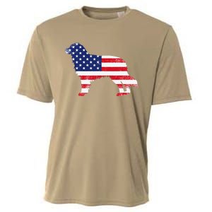 Australian Shepherd Dog Dad Mom Silhouette American Flag Cooling Performance Crew T-Shirt