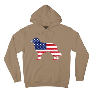 Australian Shepherd Dog Dad Mom Silhouette American Flag Hoodie