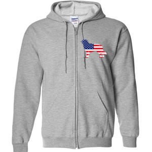 Australian Shepherd Dog Dad Mom Silhouette American Flag Full Zip Hoodie