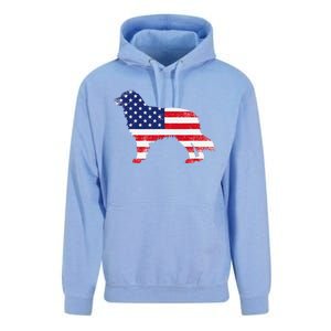 Australian Shepherd Dog Dad Mom Silhouette American Flag Unisex Surf Hoodie