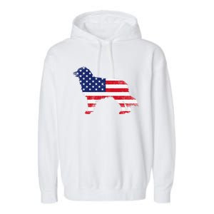 Australian Shepherd Dog Dad Mom Silhouette American Flag Garment-Dyed Fleece Hoodie