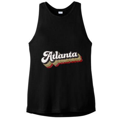 Atlanta Soccer Distressed Retro Baseball Script 404 United Ladies PosiCharge Tri-Blend Wicking Tank