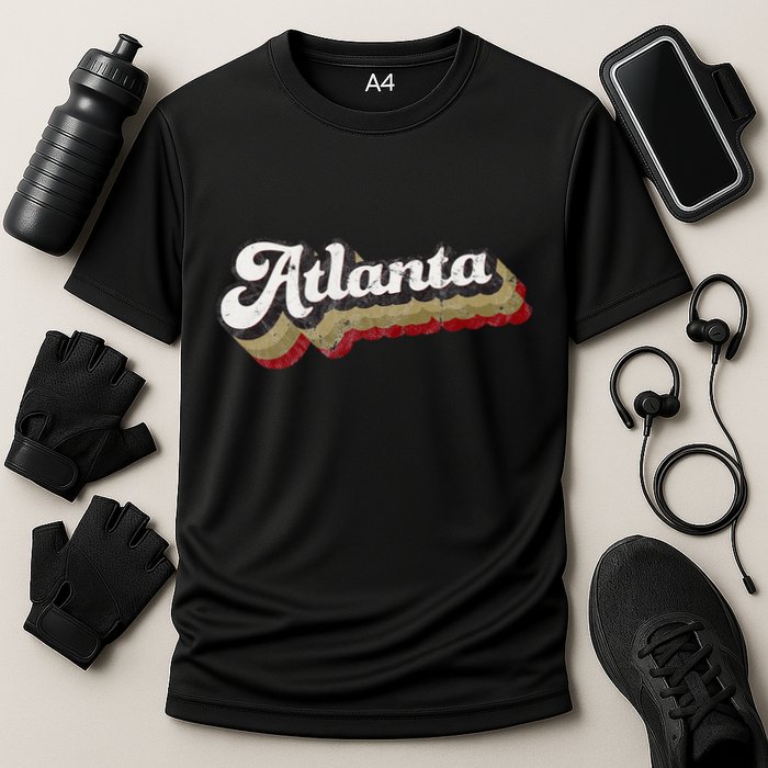 Atlanta Soccer Distressed Retro Baseball Script 404 United Cooling Performance Crew T-Shirt