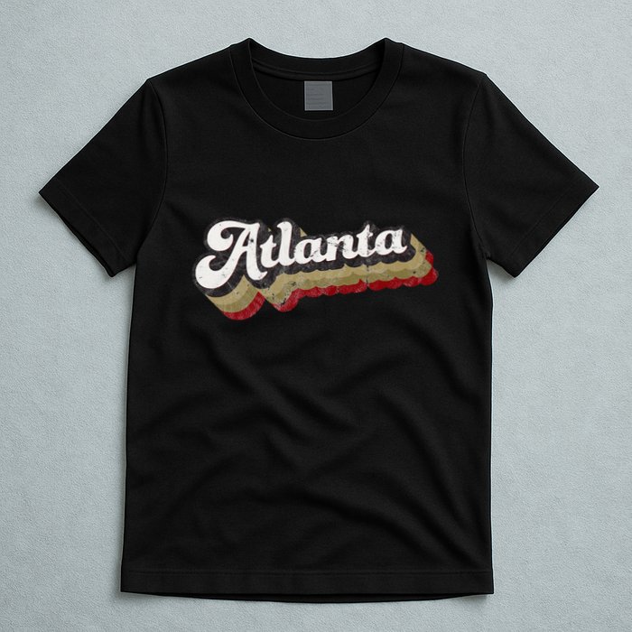 Atlanta Soccer Distressed Retro Baseball Script 404 United T-Shirt