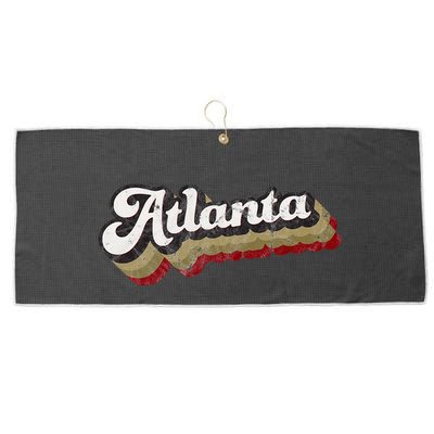 Atlanta Soccer Distressed Retro Baseball Script 404 United Large Microfiber Waffle Golf Towel