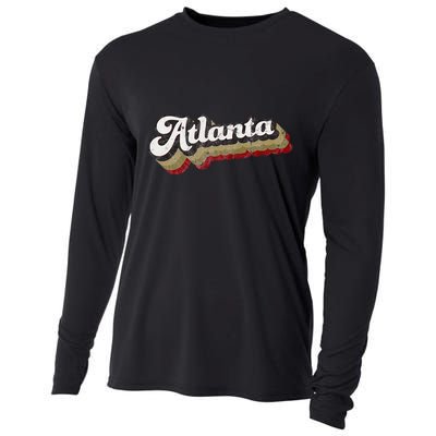 Atlanta Soccer Distressed Retro Baseball Script 404 United Cooling Performance Long Sleeve Crew