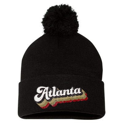 Atlanta Soccer Distressed Retro Baseball Script 404 United Pom Pom 12in Knit Beanie