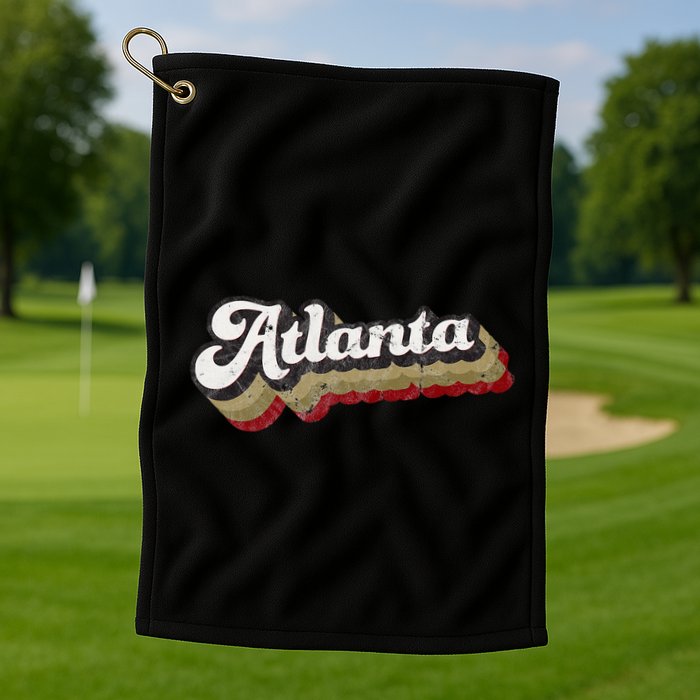 Atlanta Soccer Distressed Retro Baseball Script 404 United Golf Towel