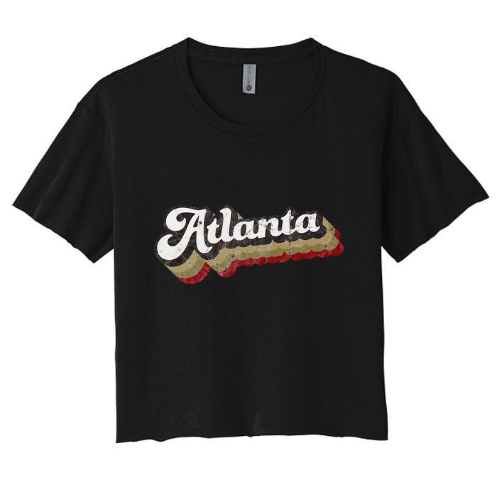 Atlanta Soccer Distressed Retro Baseball Script 404 United Crop Top