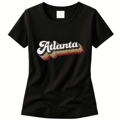 Atlanta Soccer Distressed Retro Baseball Script 404 United Womens T-Shirt