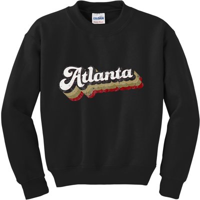 Atlanta Soccer Distressed Retro Baseball Script 404 United Kids Sweatshirt