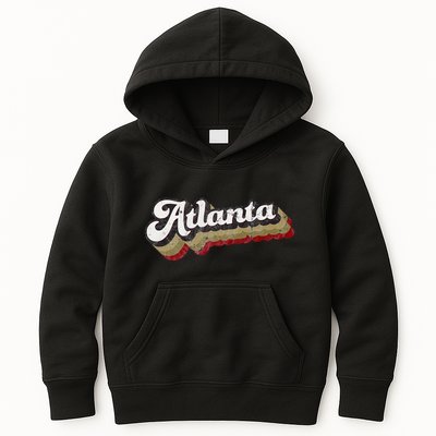 Atlanta Soccer Distressed Retro Baseball Script 404 United Kids Hoodie