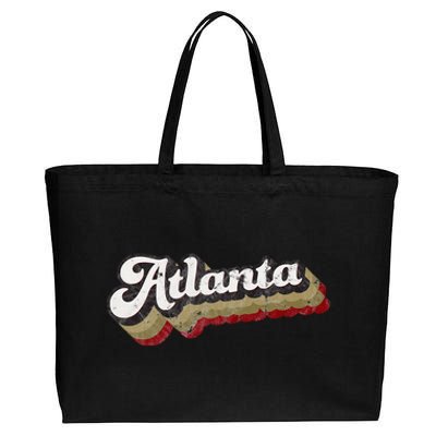 Atlanta Soccer Distressed Retro Baseball Script 404 United Cotton Canvas Jumbo Tote