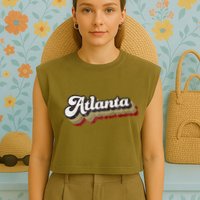 Atlanta Soccer Distressed Retro Baseball Script 404 United Garment-Dyed Women's Muscle Tee