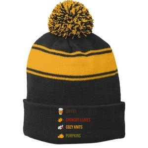 Autumn Season Essentials Graphic Stripe Pom Pom Beanie