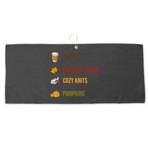 Autumn Season Essentials Graphic Large Microfiber Waffle Golf Towel