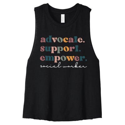 Advocate Support Empower Groovy Social Worker Graduation MSW Women's Racerback Cropped Tank