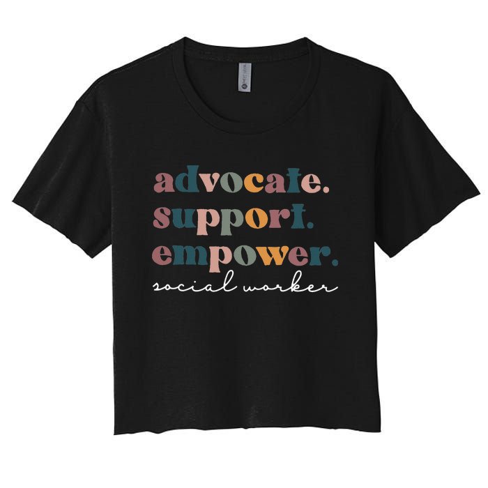 Advocate Support Empower Groovy Social Worker Graduation MSW Women's Crop Top Tee