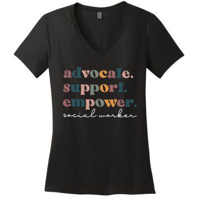 Advocate Support Empower Groovy Social Worker Graduation MSW Women's V-Neck T-Shirt