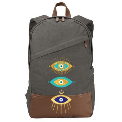 All Seeing Evil Eyes Yellow Eyelashes Curse Protection Gift Cotton Canvas Backpack