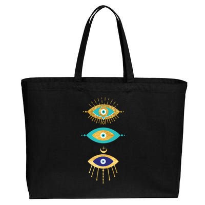 All Seeing Evil Eyes Yellow Eyelashes Curse Protection Gift Cotton Canvas Jumbo Tote